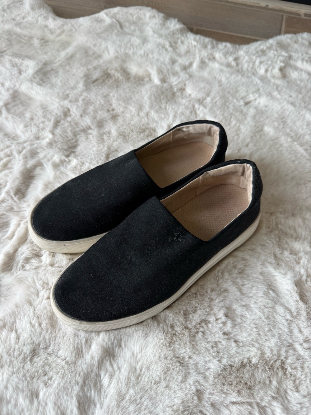 J Slides Black Slip-On Platform Sneakers with White Soles